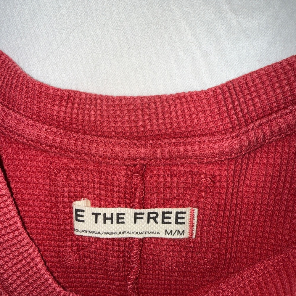 We The Free Deep Red Waffle Knit Top - Picture 6 of 7